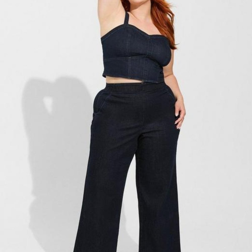 Torrid size 3 Cropped Denim Corset Top,  Color: Ozone
